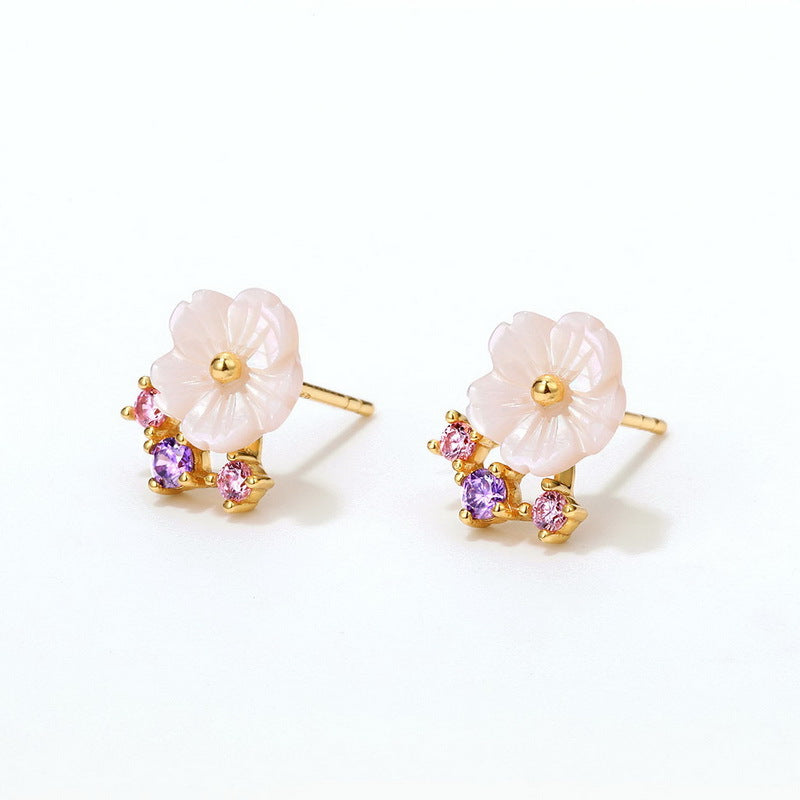 Blossom Pink Flower Stud Earrings