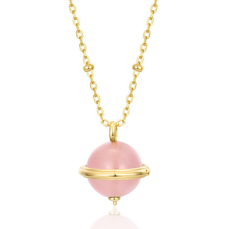 Luxe Orbit Malachite / Rose Quartz Pendant Necklace