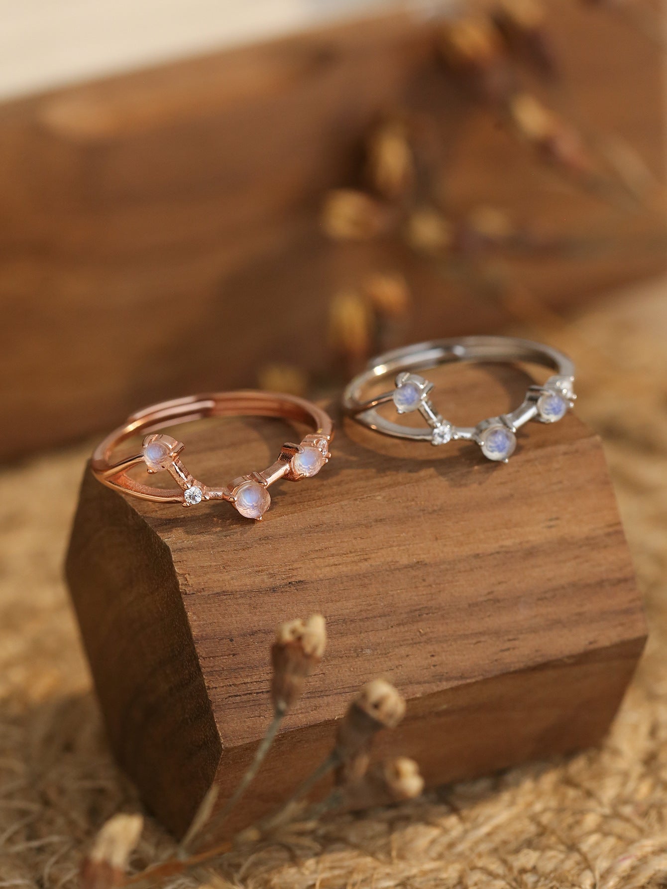 Una Zodiac Moonstone Rings