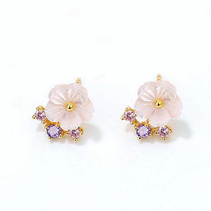 Blossom Pink Flower Stud Earrings