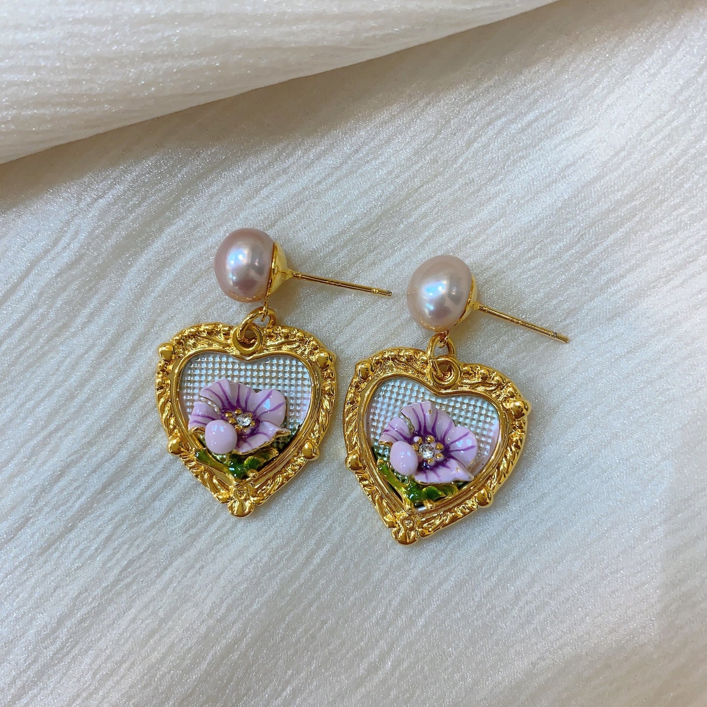 Kayla Enameled Heart Earrings