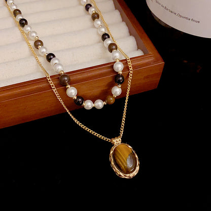 Hilary Double-layer Tiger-Eye Stone Necklace