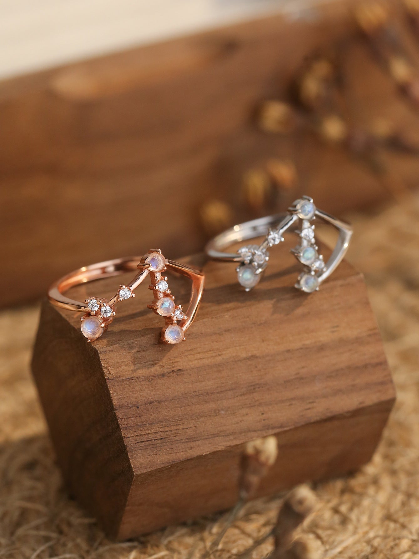 Una Zodiac Moonstone Rings