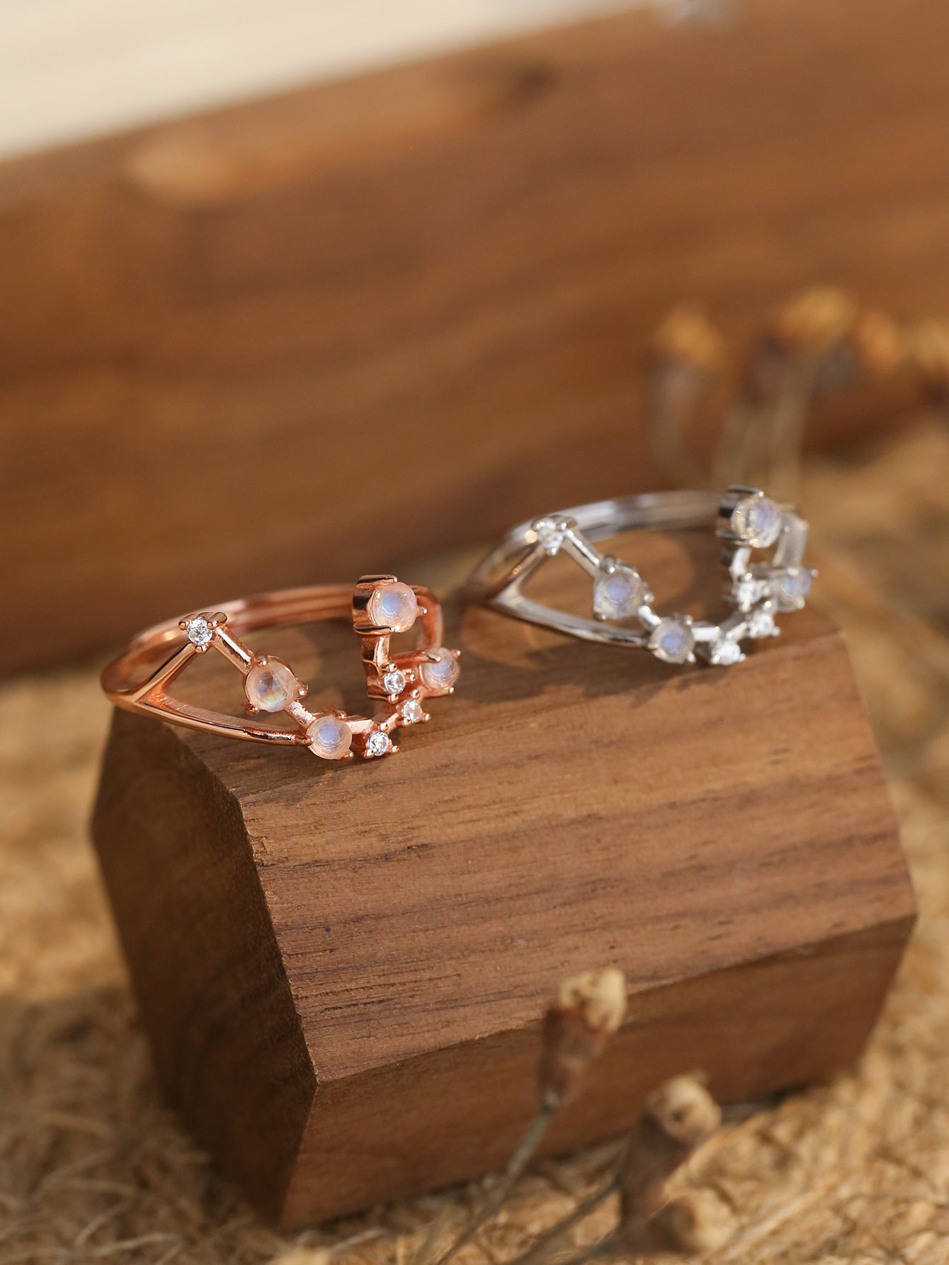 Una Zodiac Moonstone Rings