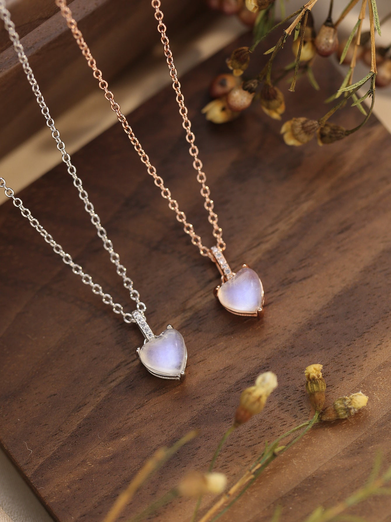 Bailey Moonstone Heart Necklace