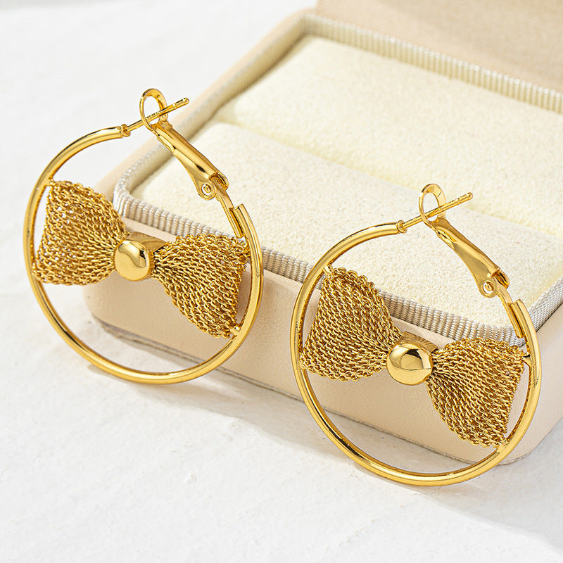Aria Bow Circle Earrings