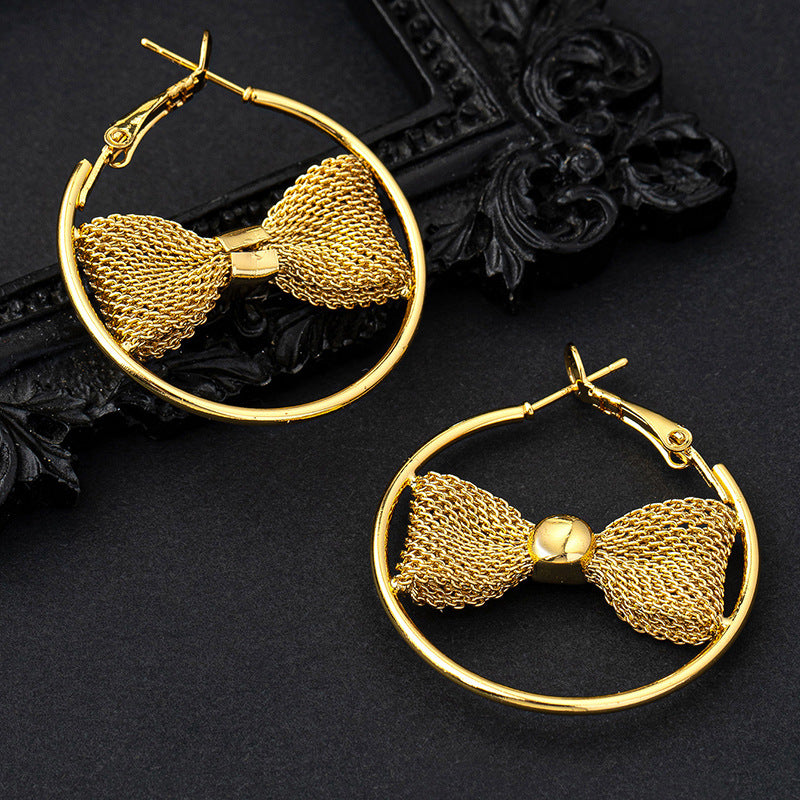 Aria Bow Circle Earrings