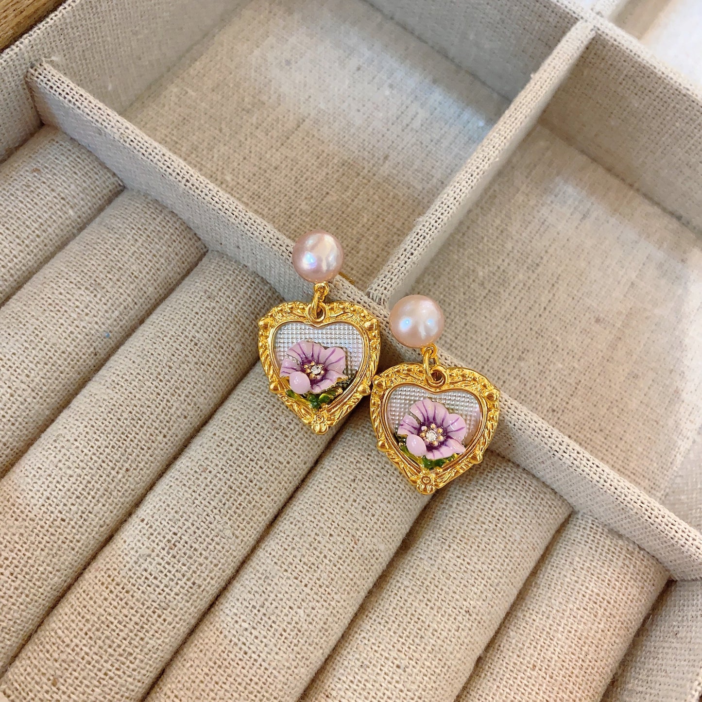 Kayla Enameled Heart Earrings