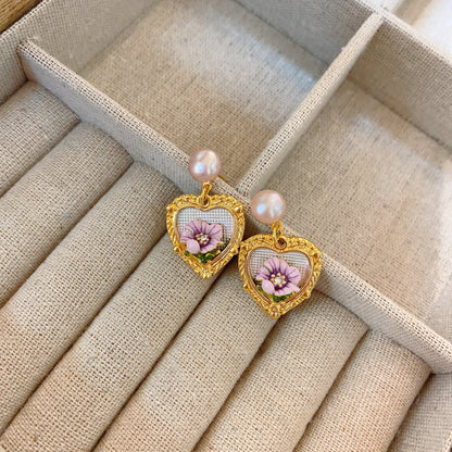 Kayla Enameled Heart Earrings