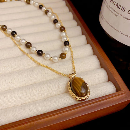 Hilary Double-layer Tiger-Eye Stone Necklace