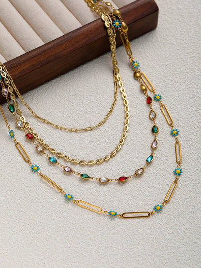 Dionne Multicolor Titanium Steel Daisy Necklace