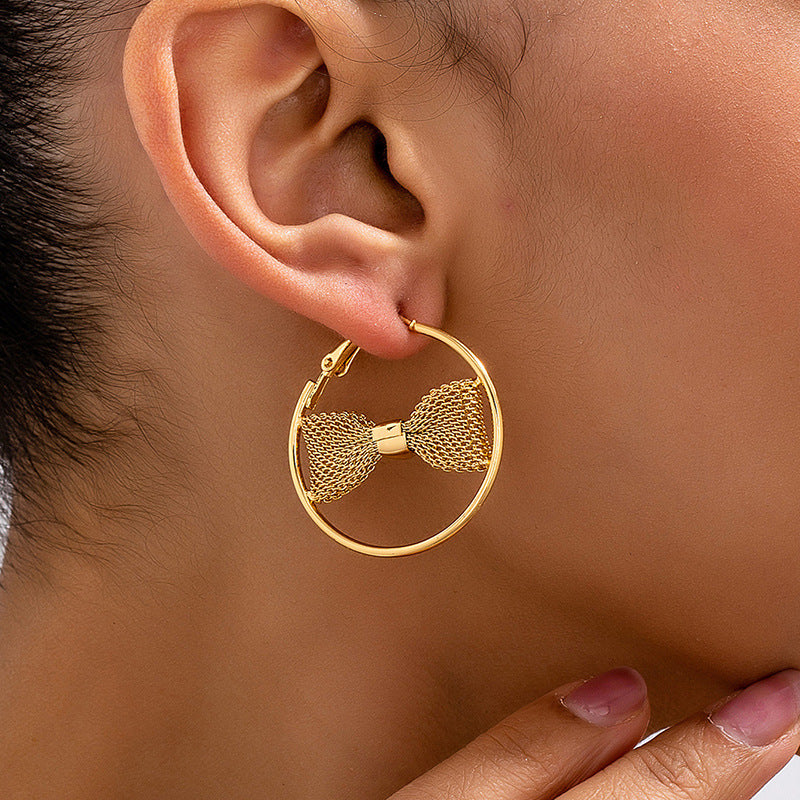 Aria Bow Circle Earrings
