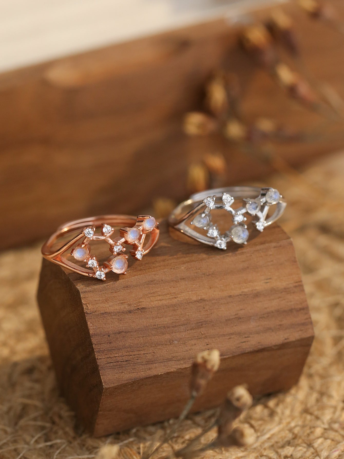 Una Zodiac Moonstone Rings