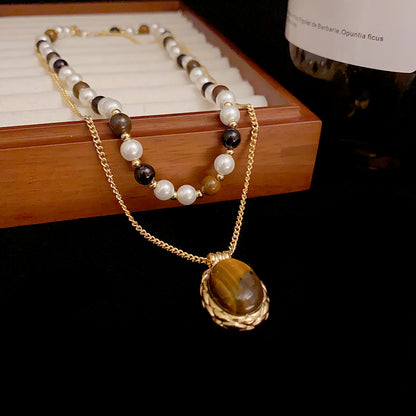 Hilary Double-layer Tiger-Eye Stone Necklace