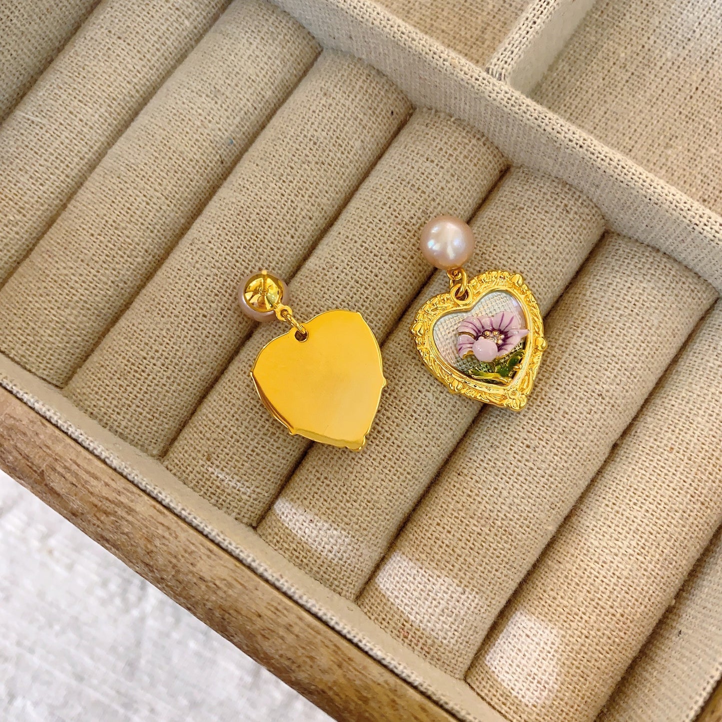 Kayla Enameled Heart Earrings