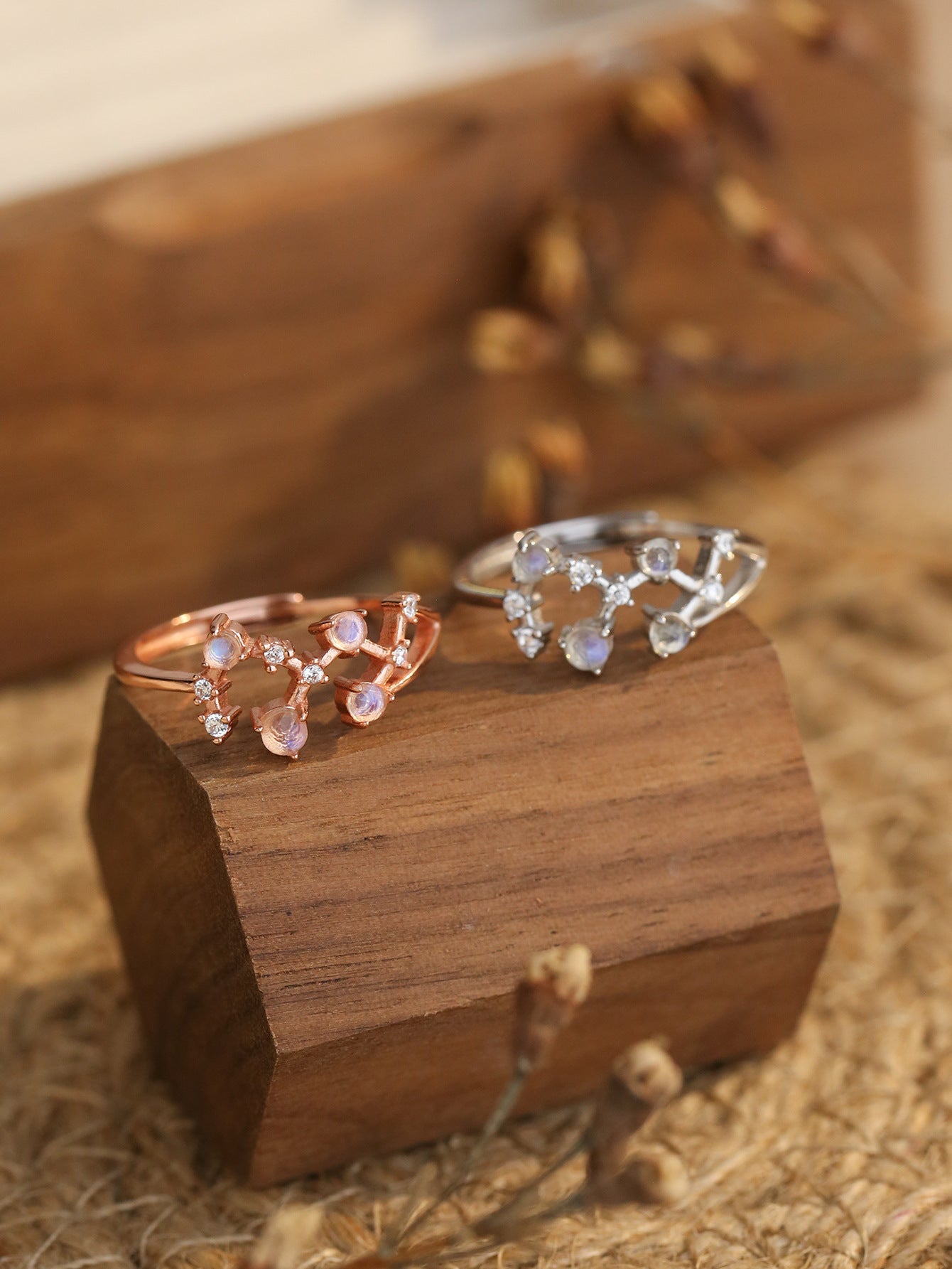 Una Zodiac Moonstone Rings