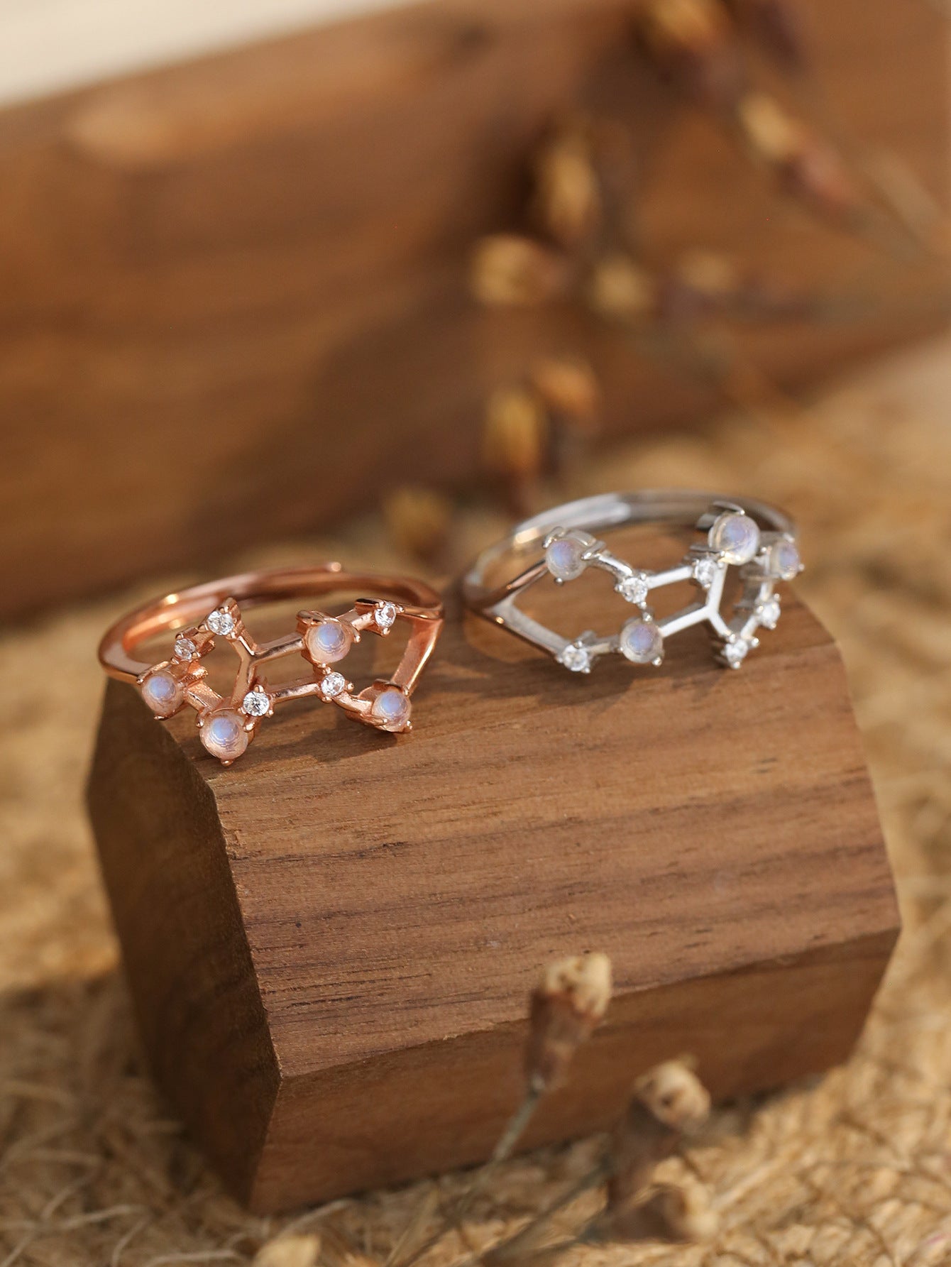Una Zodiac Moonstone Rings