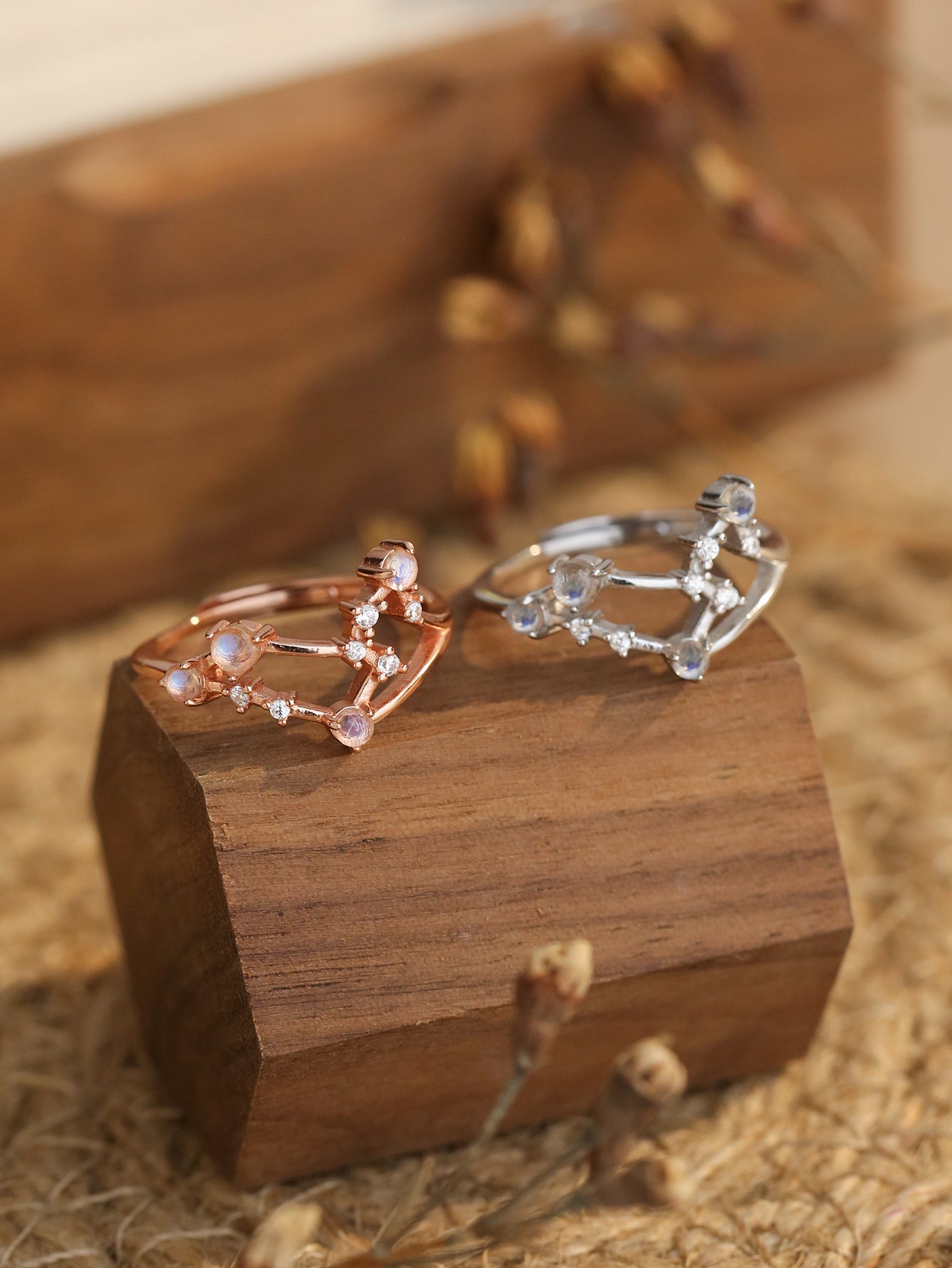 Una Zodiac Moonstone Rings