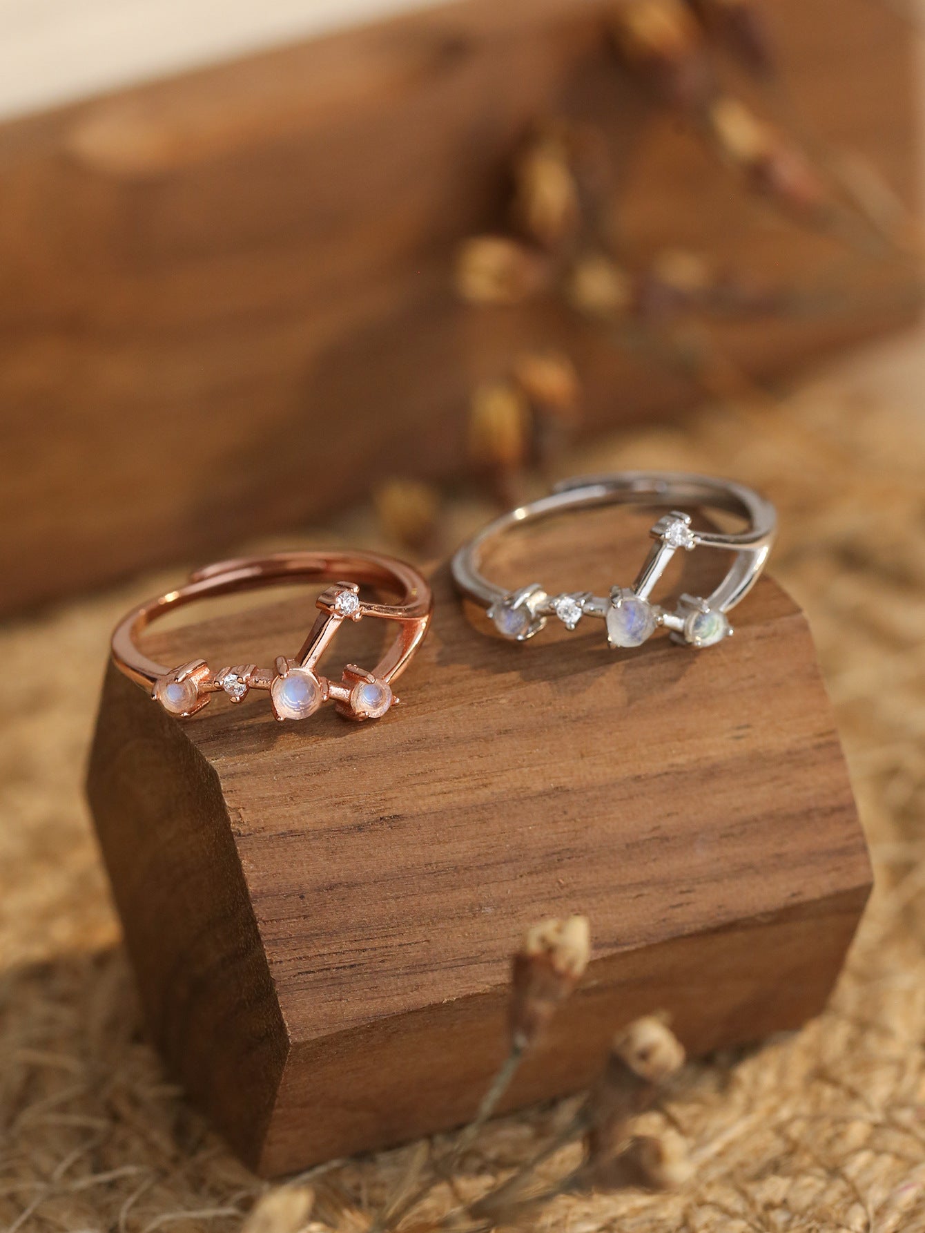 Una Zodiac Moonstone Rings