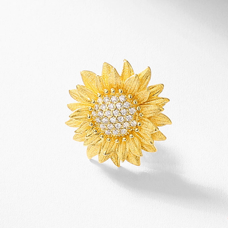 Sunny Asymmetric Hand-Brushed Sunflower Stud Earrings