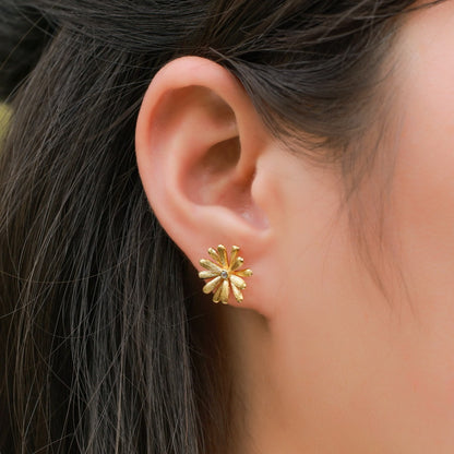 Daisy Handcrafted Brushed Stud Earring
