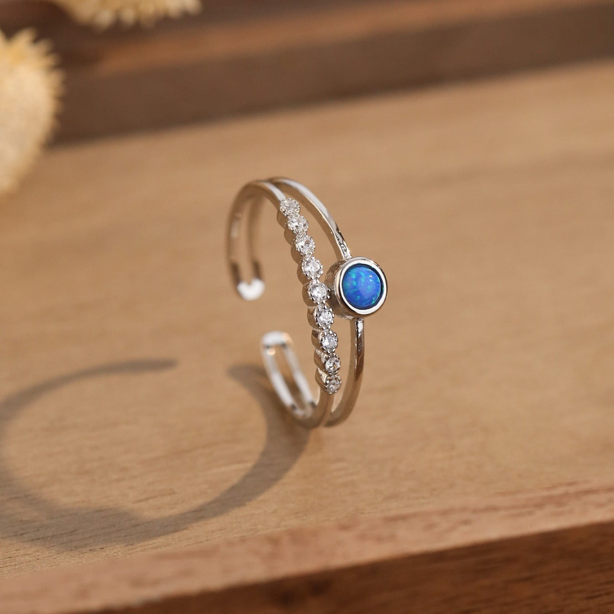 Clover Blue Opal Ring