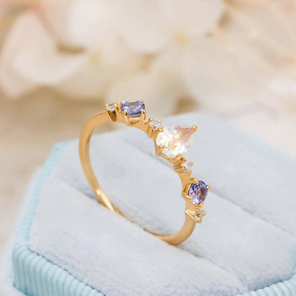 Moonlit Tears Tanzanite & Moonstone Ring
