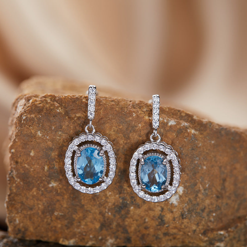 Aurélie Oval Gemstone Drop Earrings