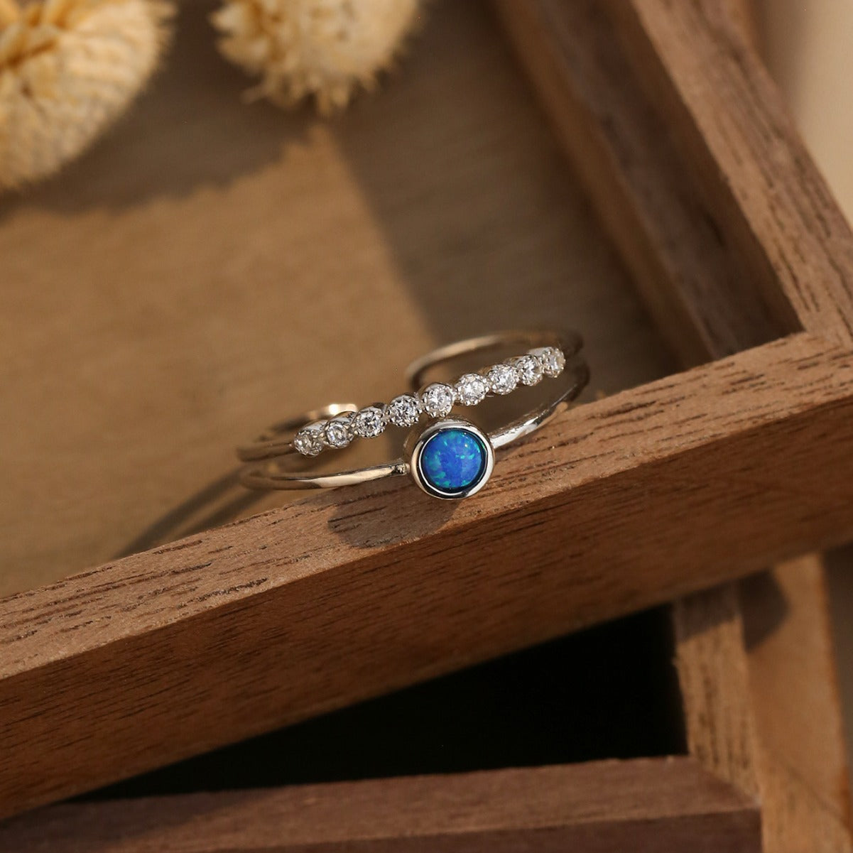 Clover Blue Opal Ring