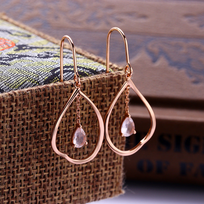 Ethereal Rose Quartz Drop Earrings