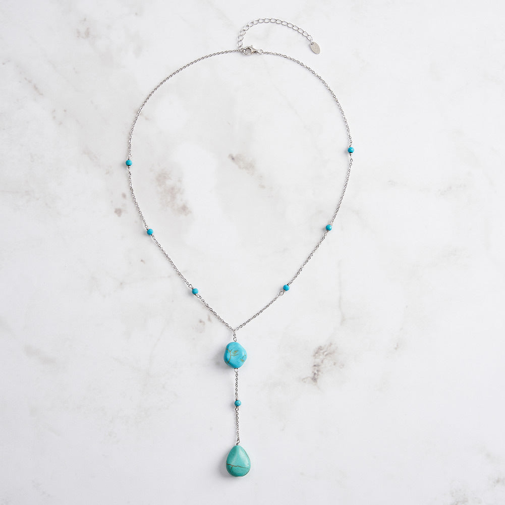 Turquoise Teardrop Y-Necklace