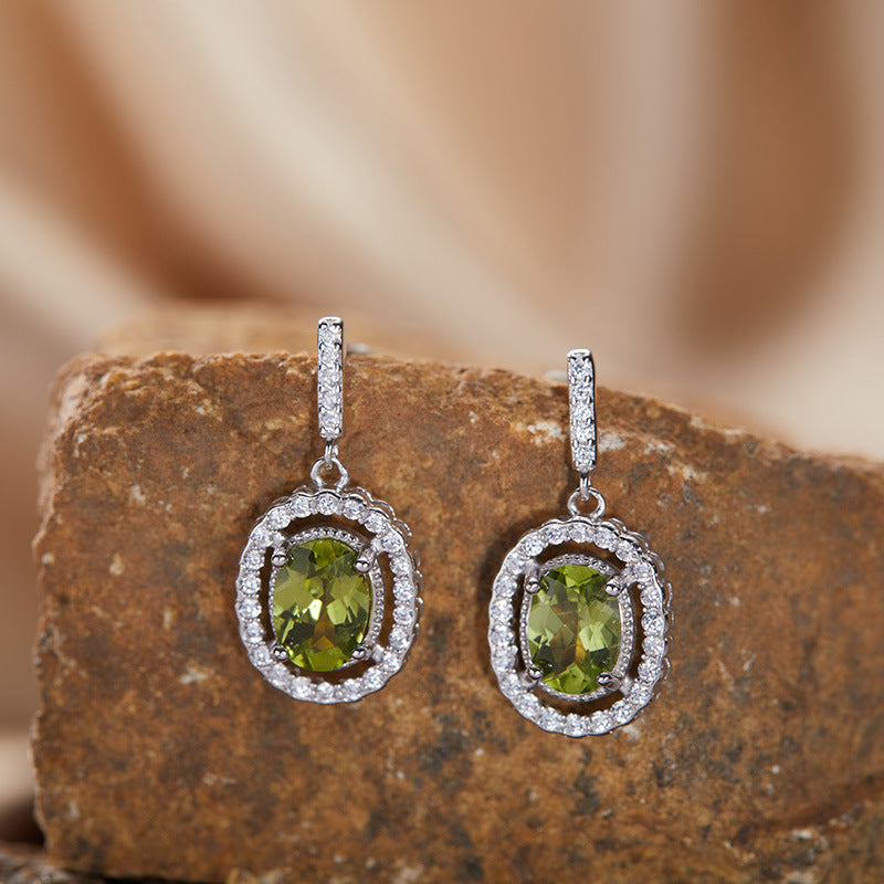 Aurélie Oval Gemstone Drop Earrings