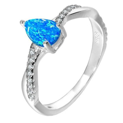 Ocean Glow Blue Opal Teardrop Ring