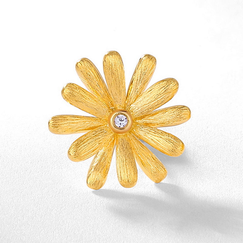 Daisy Handcrafted Brushed Stud Earring