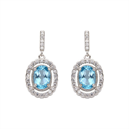 Aurélie Oval Gemstone Drop Earrings
