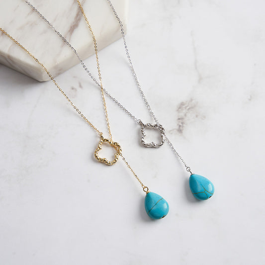 Turquoise Clover Y-Necklace