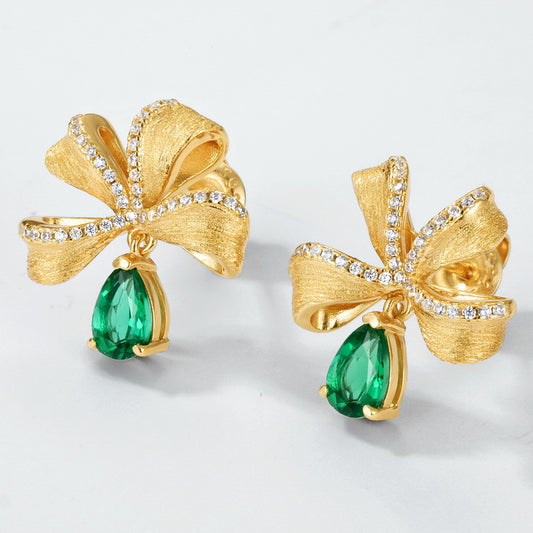 Bella Emerald Grace Bow Earrings