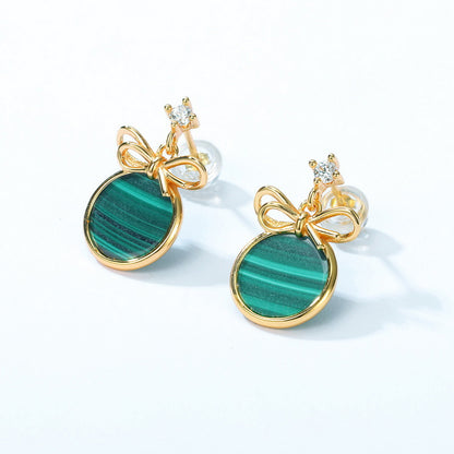 Grace Malachite Bow Earrings