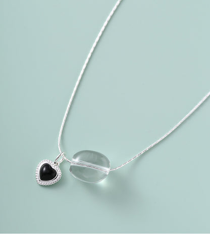 Elena Heart Onyx Crystal Necklace