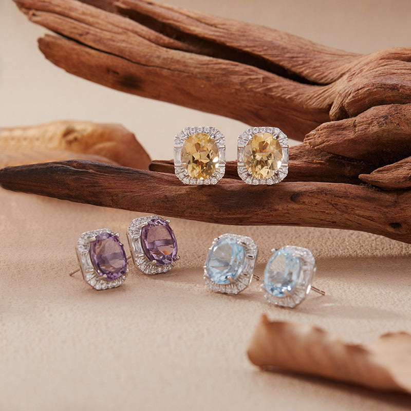 Celeste Cushion Gemstone Stud Earrings