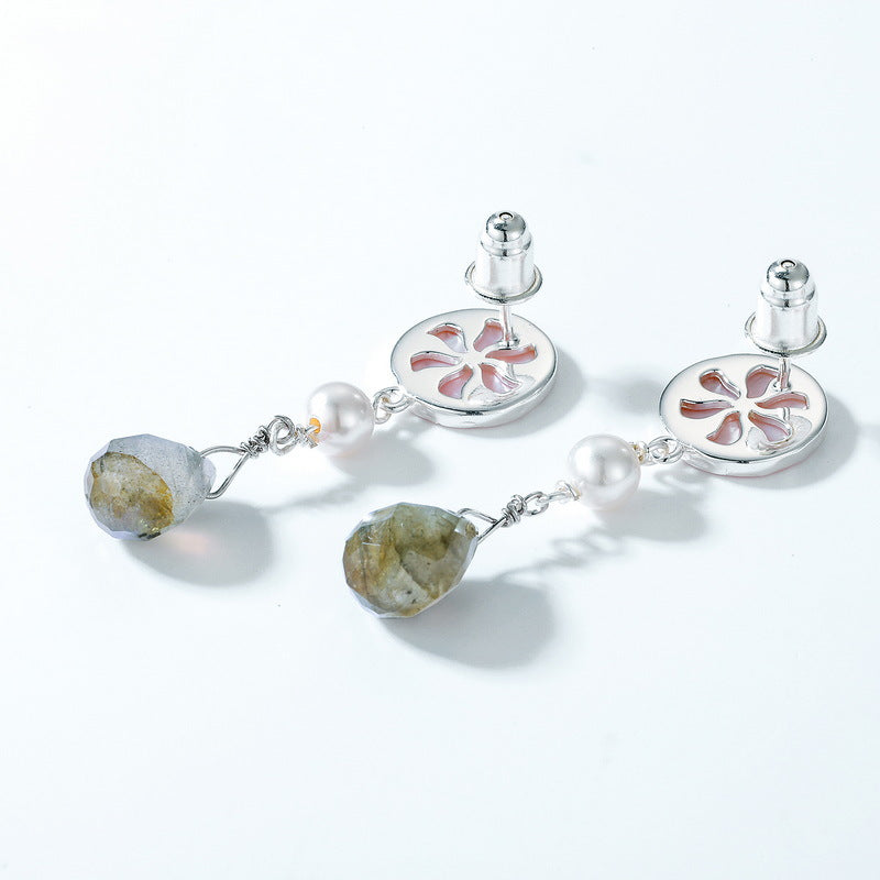 Pamela Pink Shell & Labradorite Drop Earrings