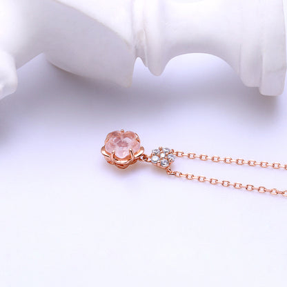 Blossom Rose Quartz Zircon Necklace