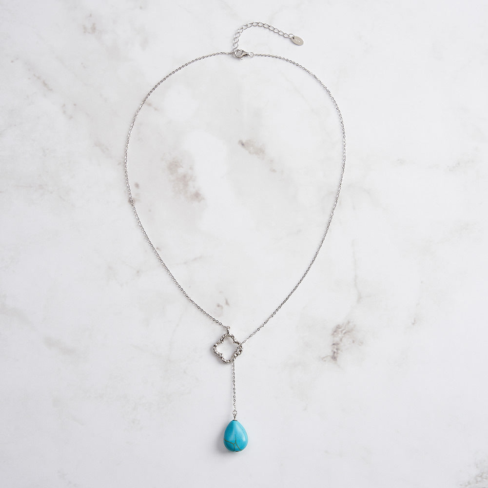 Turquoise Clover Y-Necklace