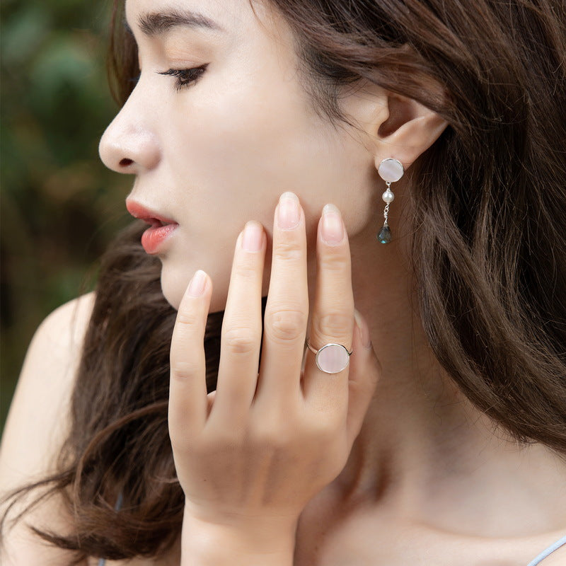 Pamela Pink Shell & Labradorite Drop Earrings