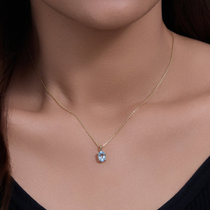Sky Blue Topaz Oval Pendant Necklace
