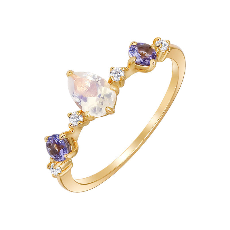 Moonlit Tears Tanzanite & Moonstone Ring