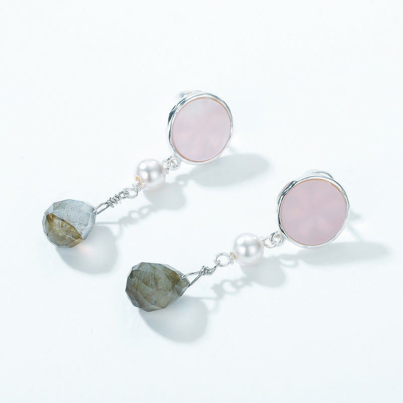 Pamela Pink Shell & Labradorite Drop Earrings