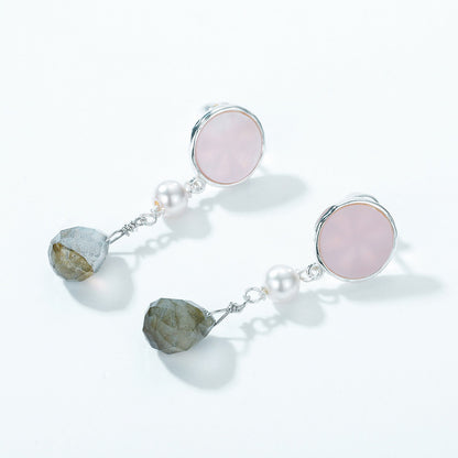 Pamela Pink Shell & Labradorite Drop Earrings
