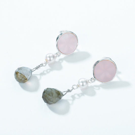 Pamela Pink Shell & Labradorite Drop Earrings