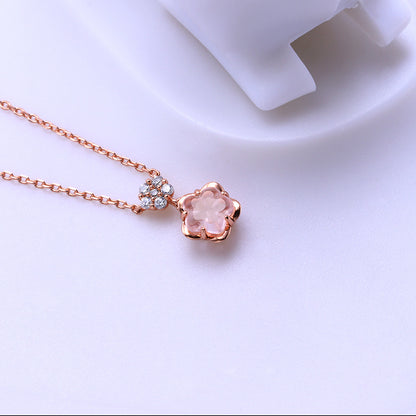 Blossom Rose Quartz Zircon Necklace